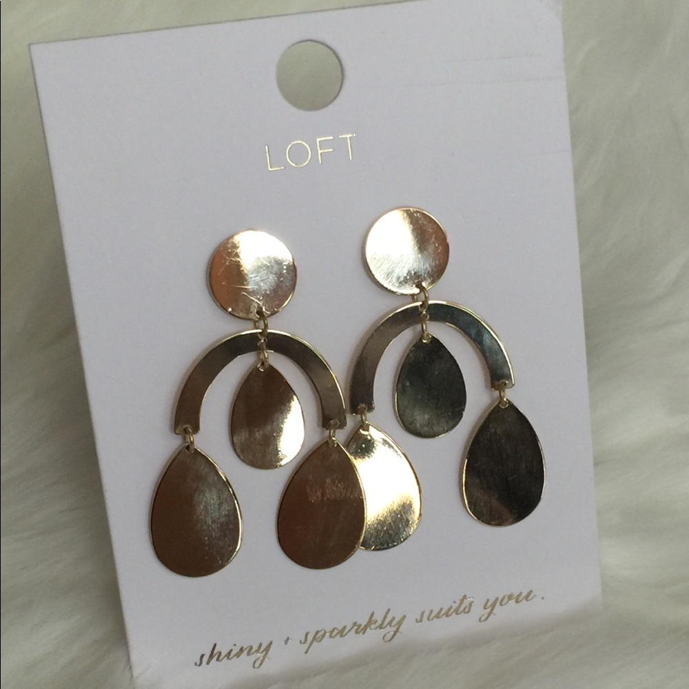 LOFT Gold Post Back Teardrop Dangle Earrings
